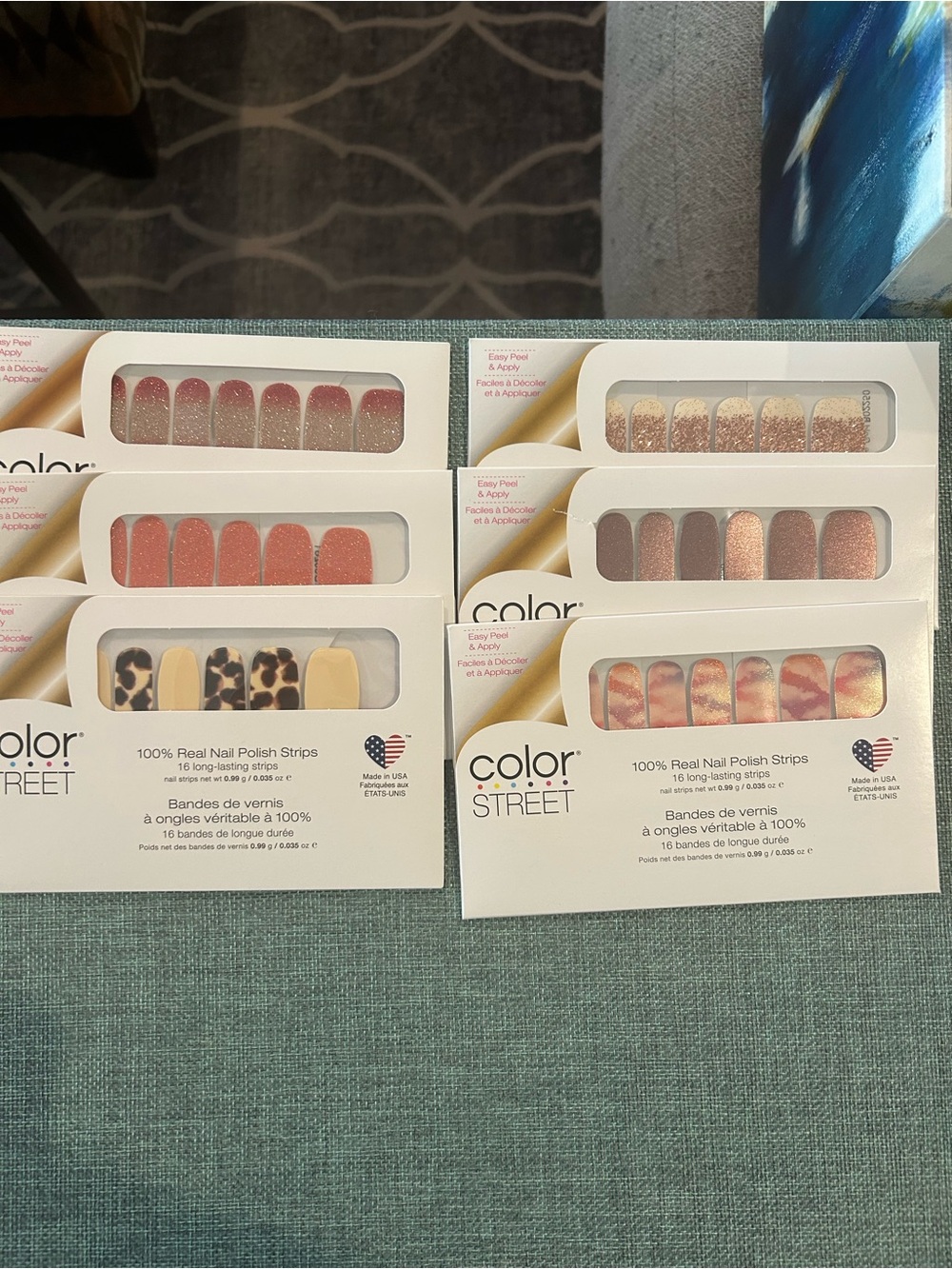 Color Street Nail Polish Strips Lot of 6 NEW Sealed Rose Gold Coral Glitter